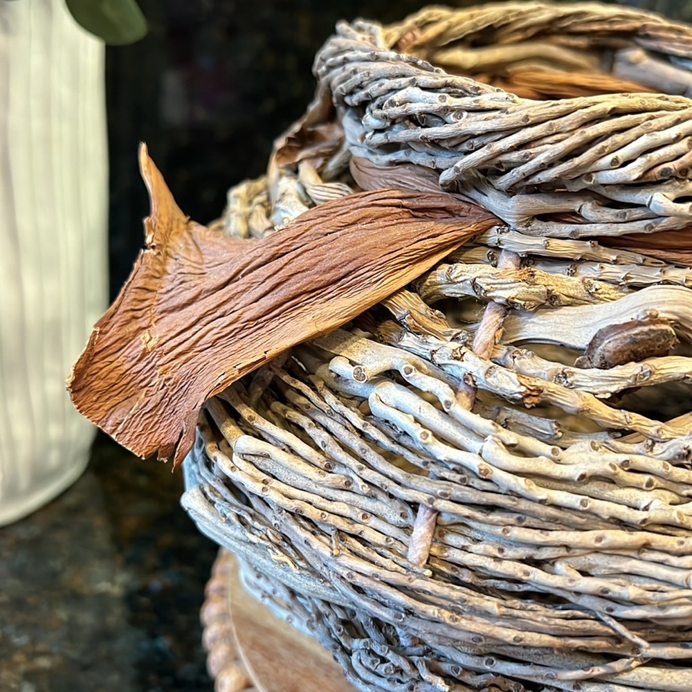 Hand Woven Palm Fiber Art Nest Basket - Picture 3 of 11